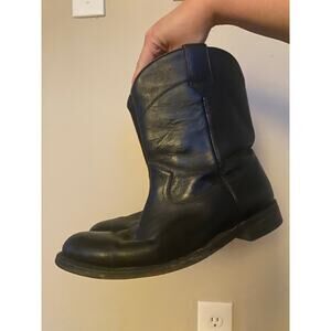 Vintage men’s black leather western ankle boots slip on size 9 D’Leo